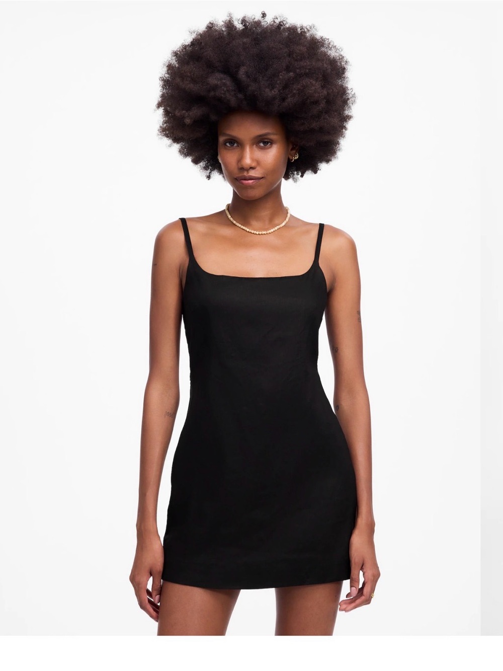 Madewell black linen square neck romper